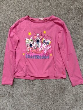 Billieblush Pink Long-Sleeve Tee with DJ Cat Trio Graphic